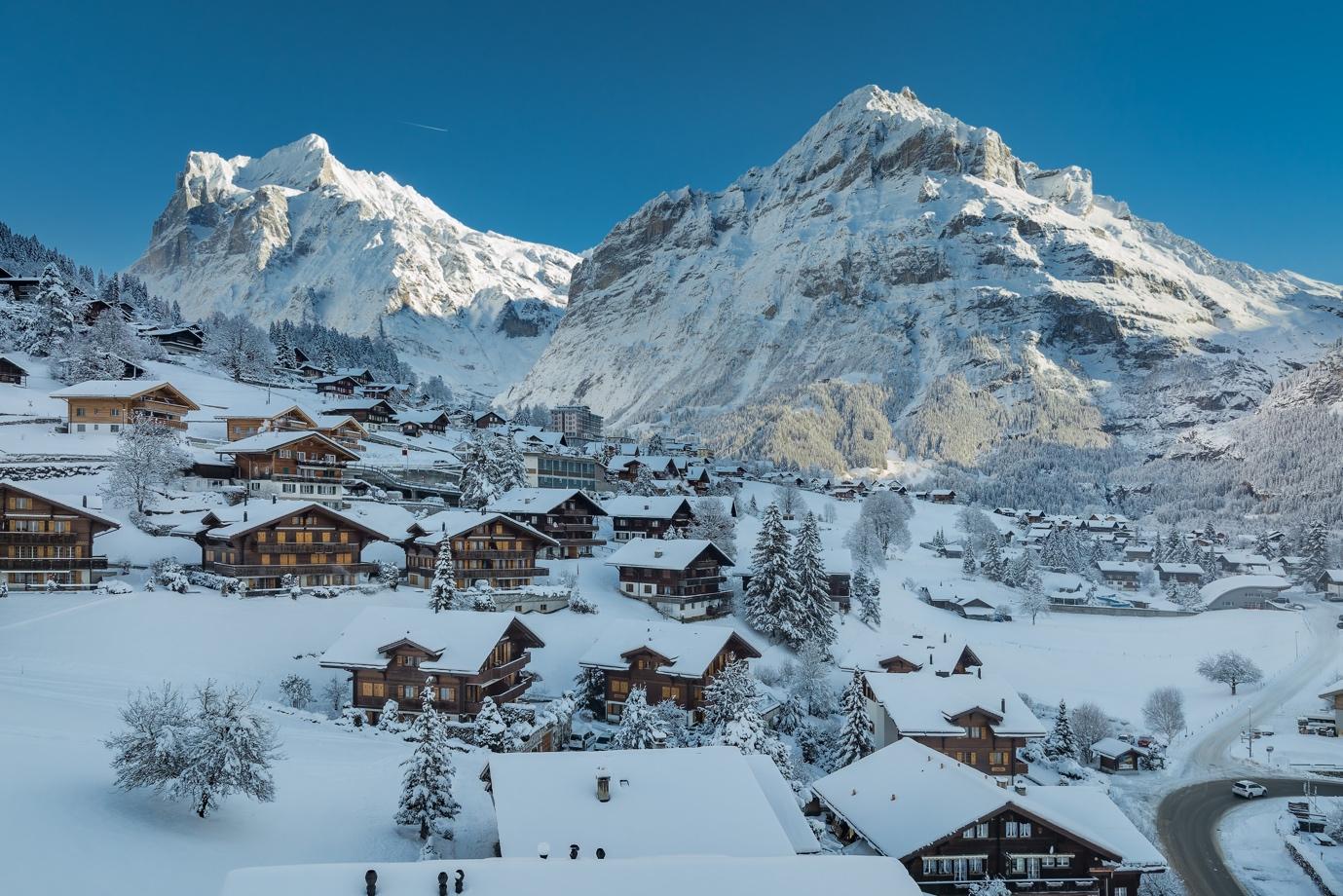 The beautiful chalets of Grindelwald, Switzerland