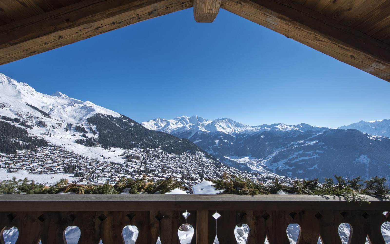 View over Verbier from Chalet Nyumba. www.Firefly-collection.com